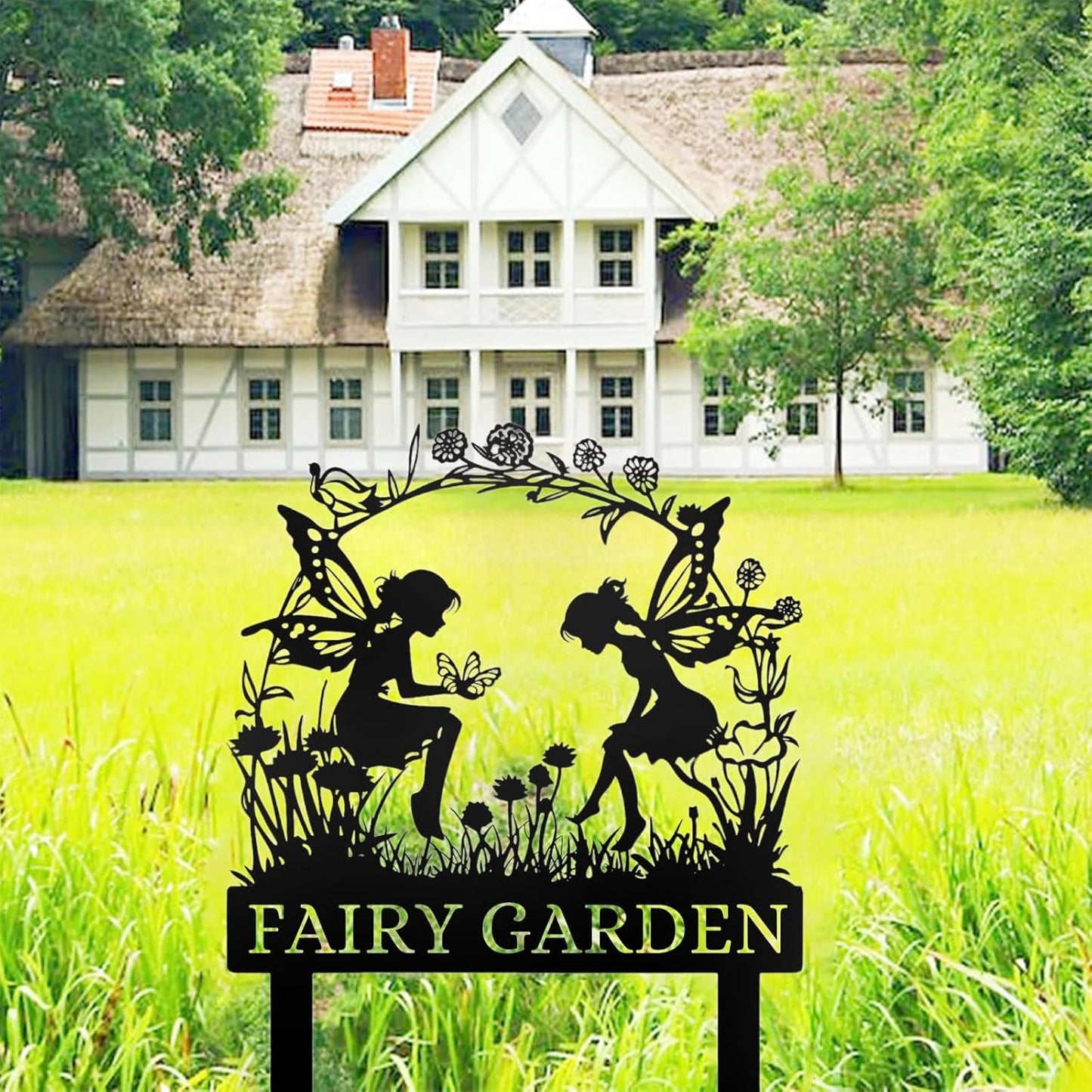 Handmade Fairy Garden Marker - Rustic Metal Sign for Flower Beds & Magical Gardens