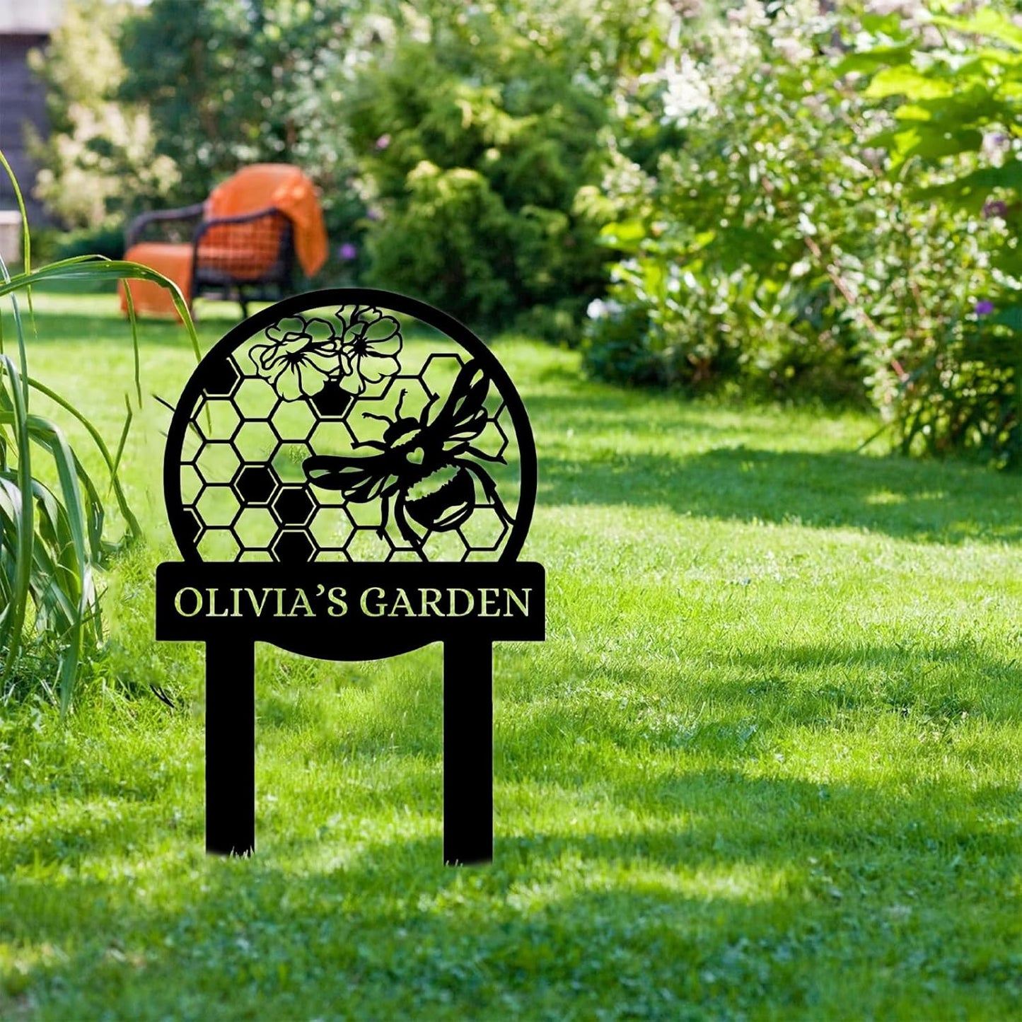 Custom Rabbit Garden Sign, Personalized Outdoor Metal Yard Sign for Gardeners or Lawn Decor