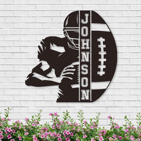 Personalized Football Name Metal Sign, Vertical Custom Sports Wall Art, Football Player Room Decor, Outdoor Metal Name Sign