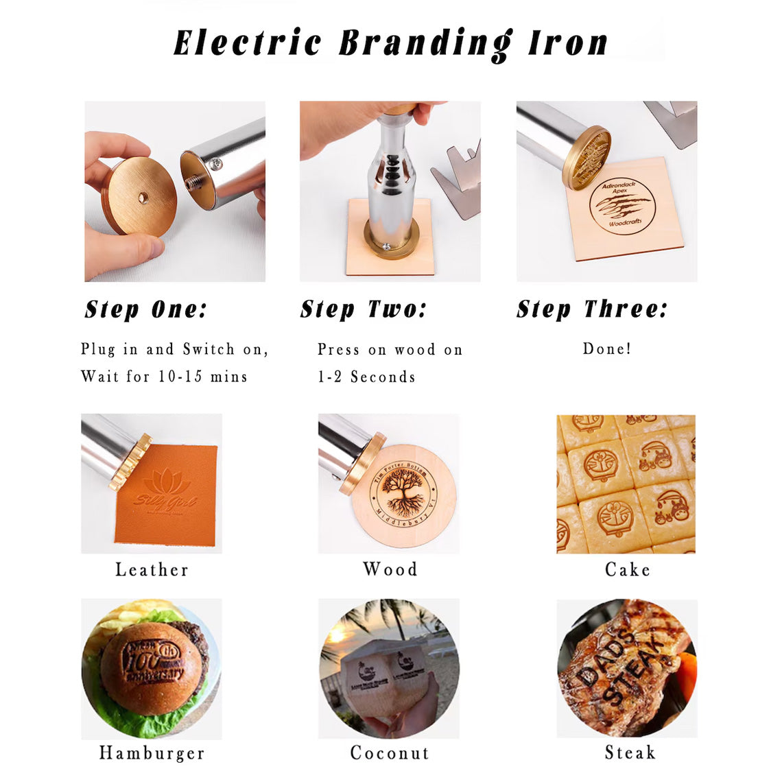 Electric Branding Iron Custom Leather iron branding stamp Personalized cowhide branding iron for Handcrafted wood branding stamp