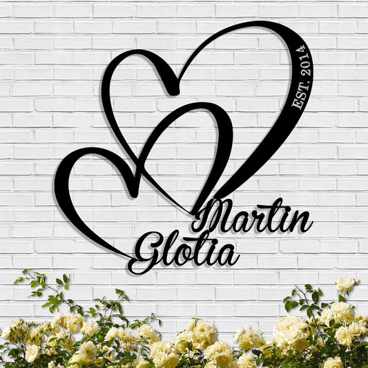 Custom Wedding Metal Gift for Couples Name & Date Infinity Heart Wall Decor Valentine Anniversary Sign
