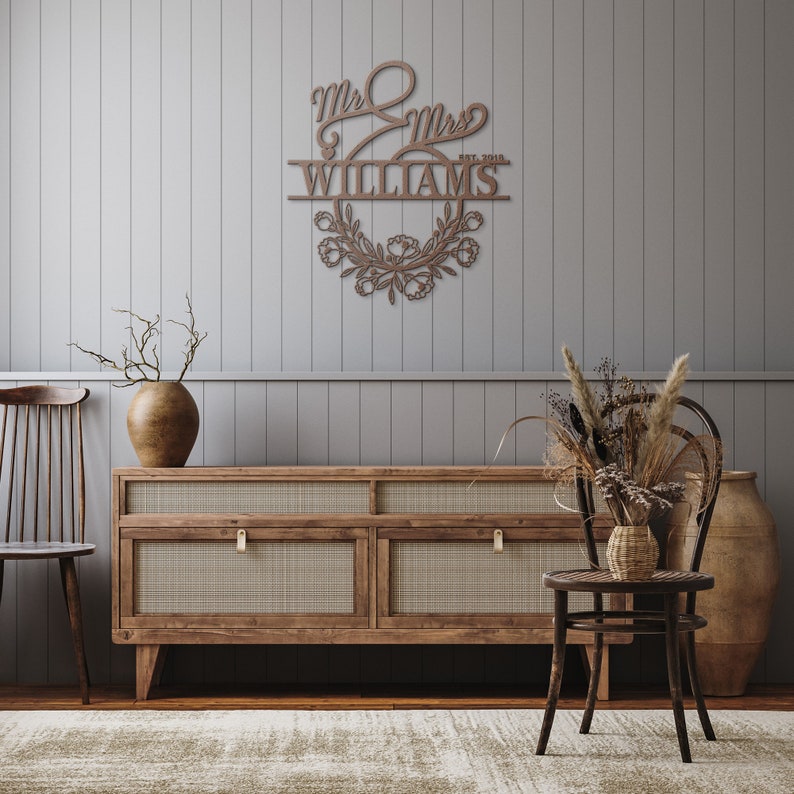 Personalized Mr And Mrs Metal Sign Customizable Family Name For Wall Decor Gift
