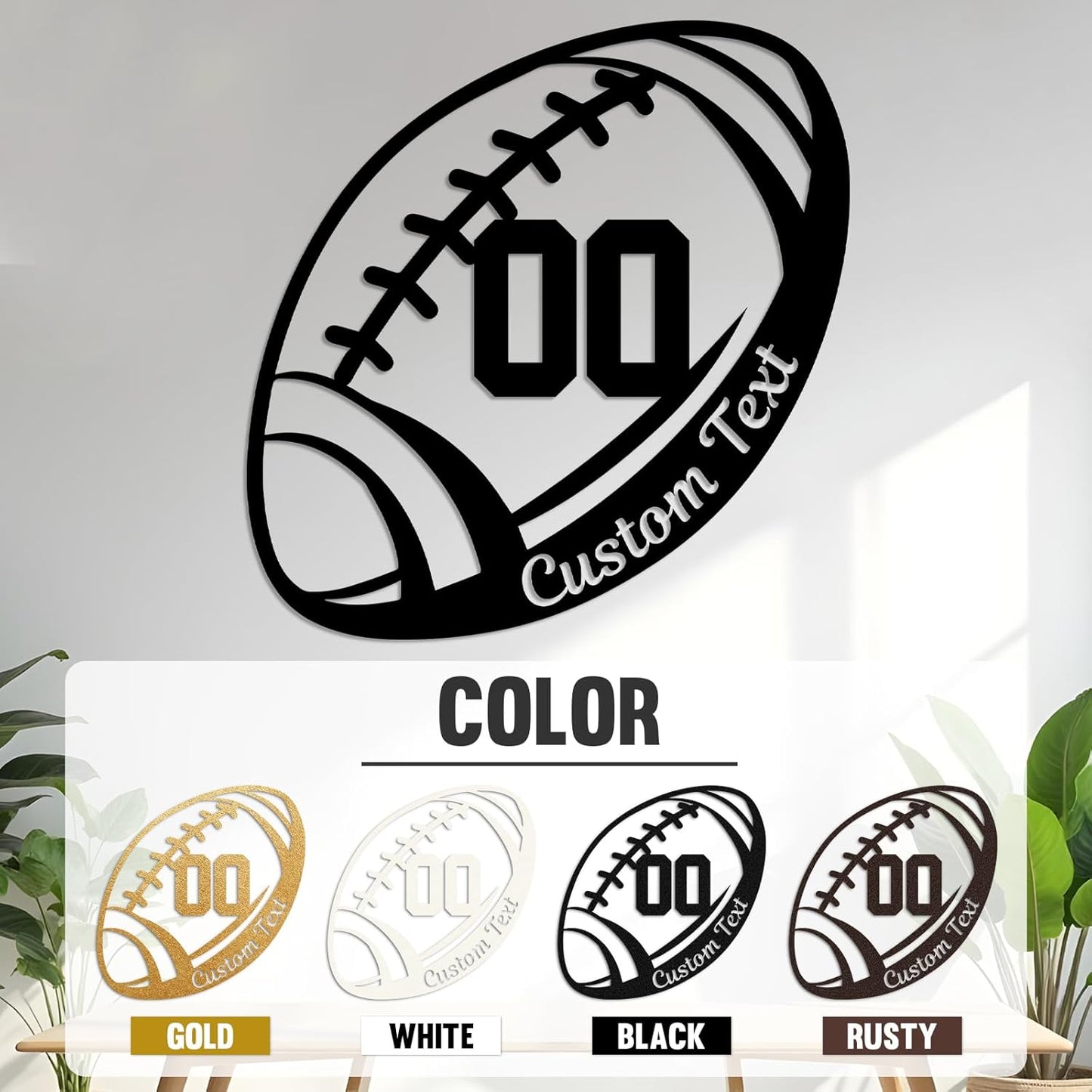 Personalized Sports Wall Decor - Ball-Themed Metal Sign with Custom Name & Number
