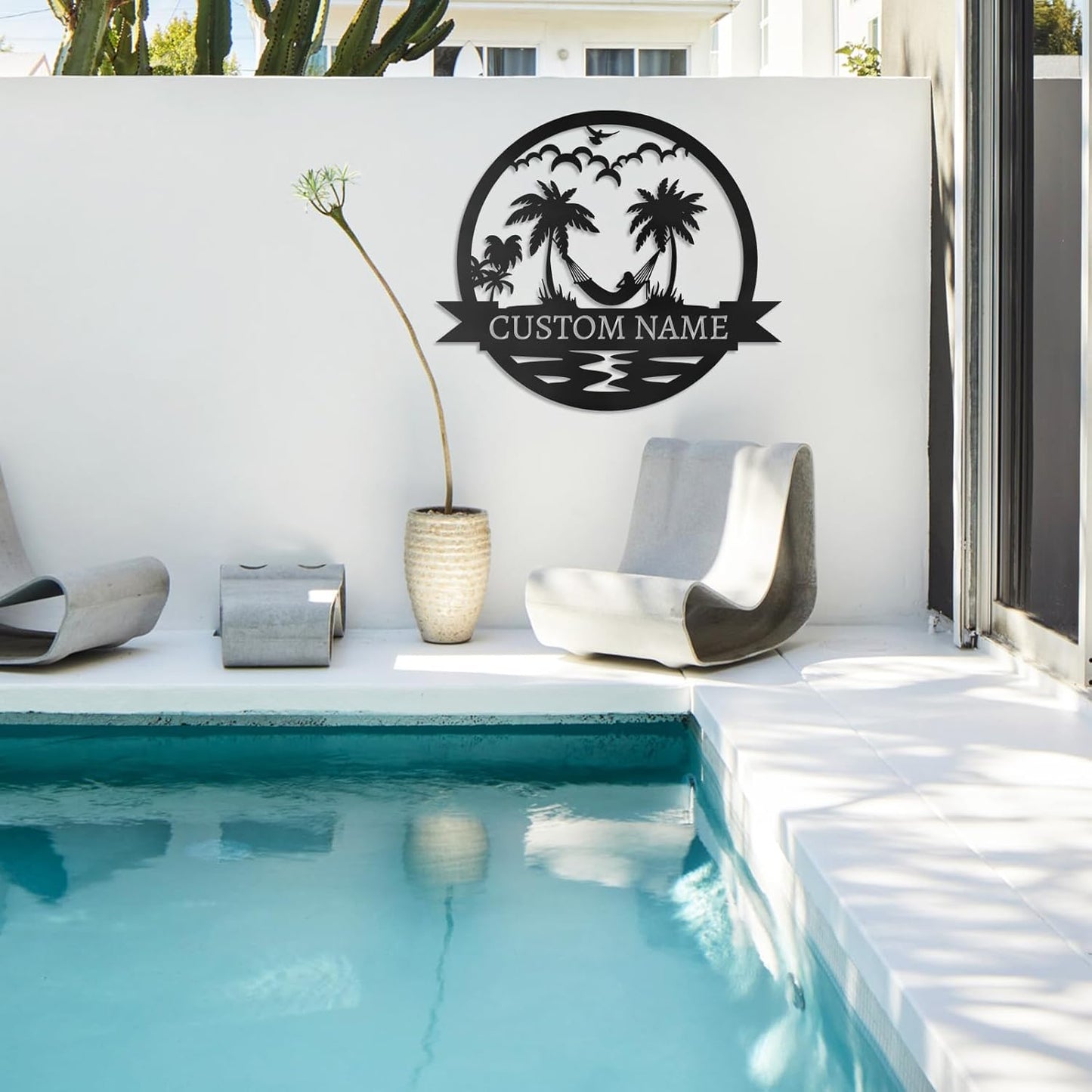Personalized Beach & Pool Metal Signs - Custom Last Name Decor, Outdoor Patio Wall Art for House Warming Gifts