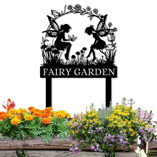 Handmade Fairy Garden Marker - Rustic Metal Sign for Flower Beds & Magical Gardens