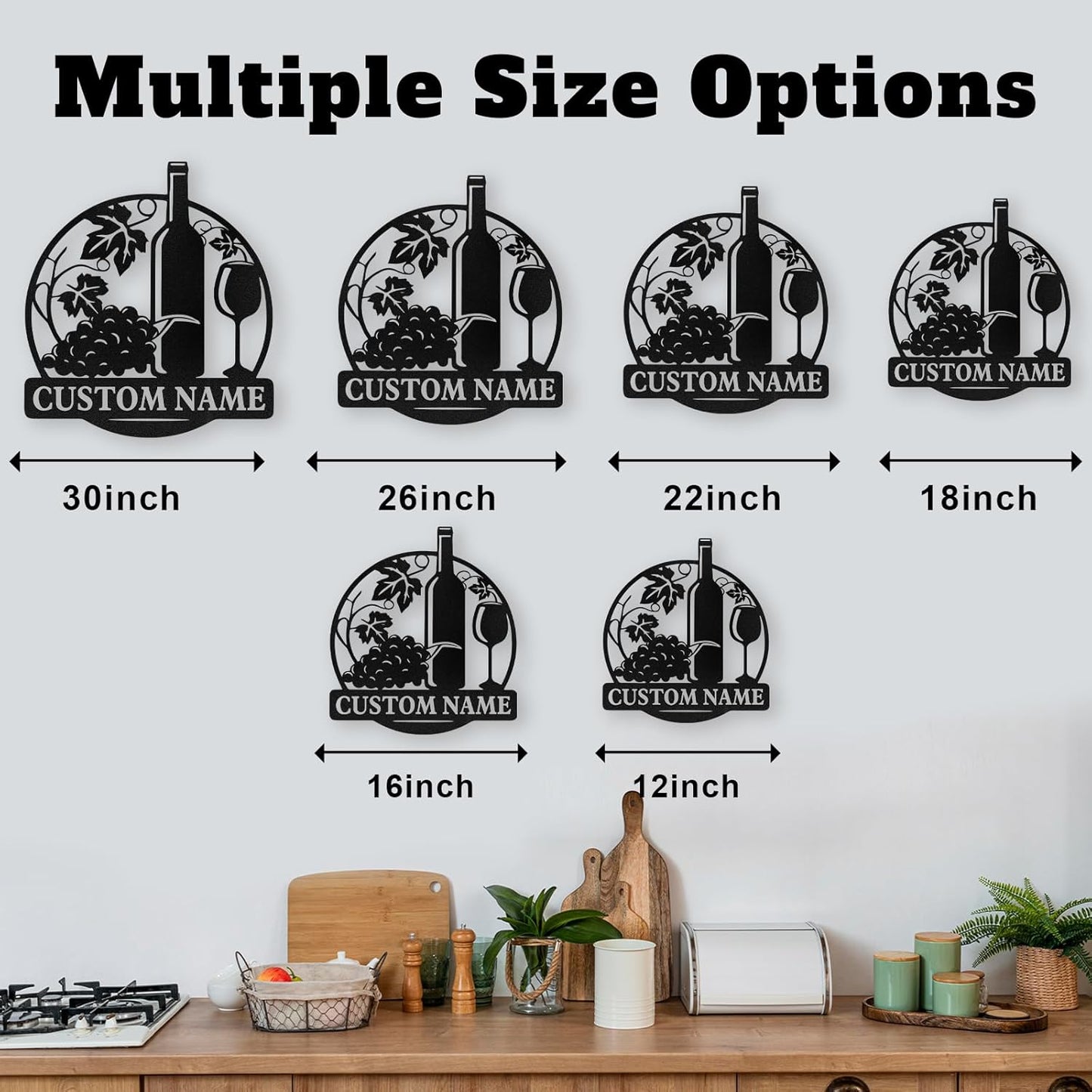Personalized Wine Bottle Metal Sign ,Elegant Bar & Kitchen Wall Art