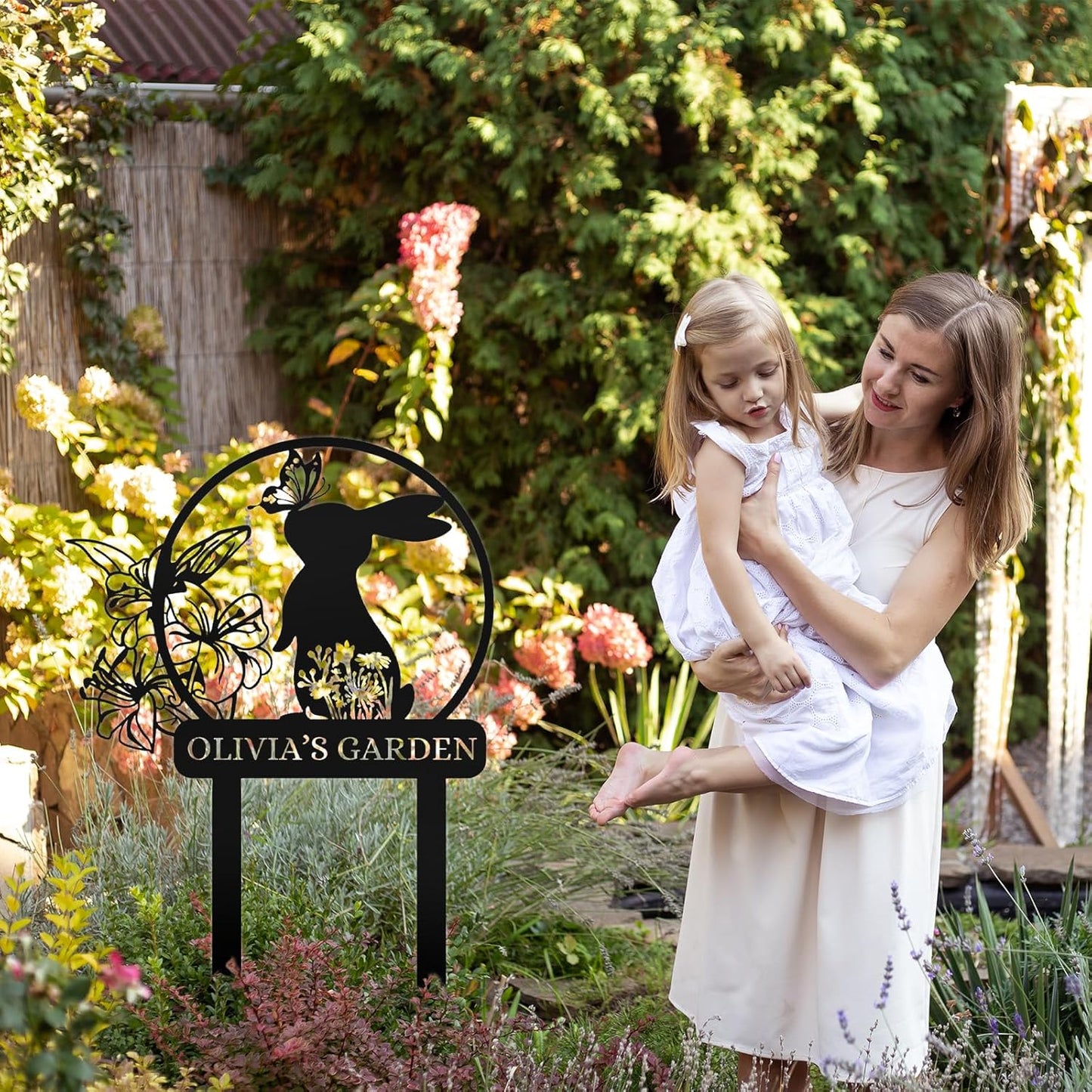 Custom Rabbit Garden Sign, Personalized Outdoor Metal Yard Sign for Gardeners or Lawn Decor