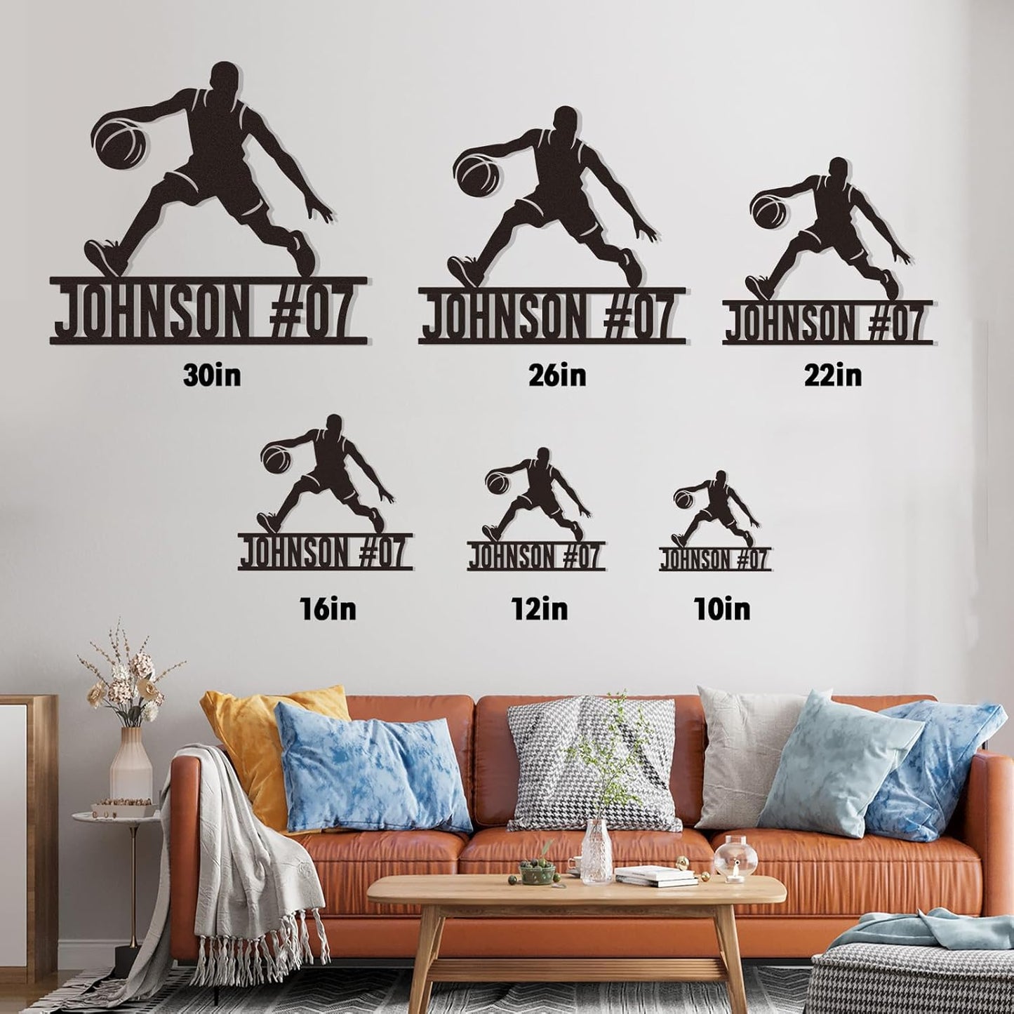 Custom Basketball Dribble Metal Sign, Personalized Name & Number Wall Art for Boys Room, Sports Fan Gift or Team Tribute