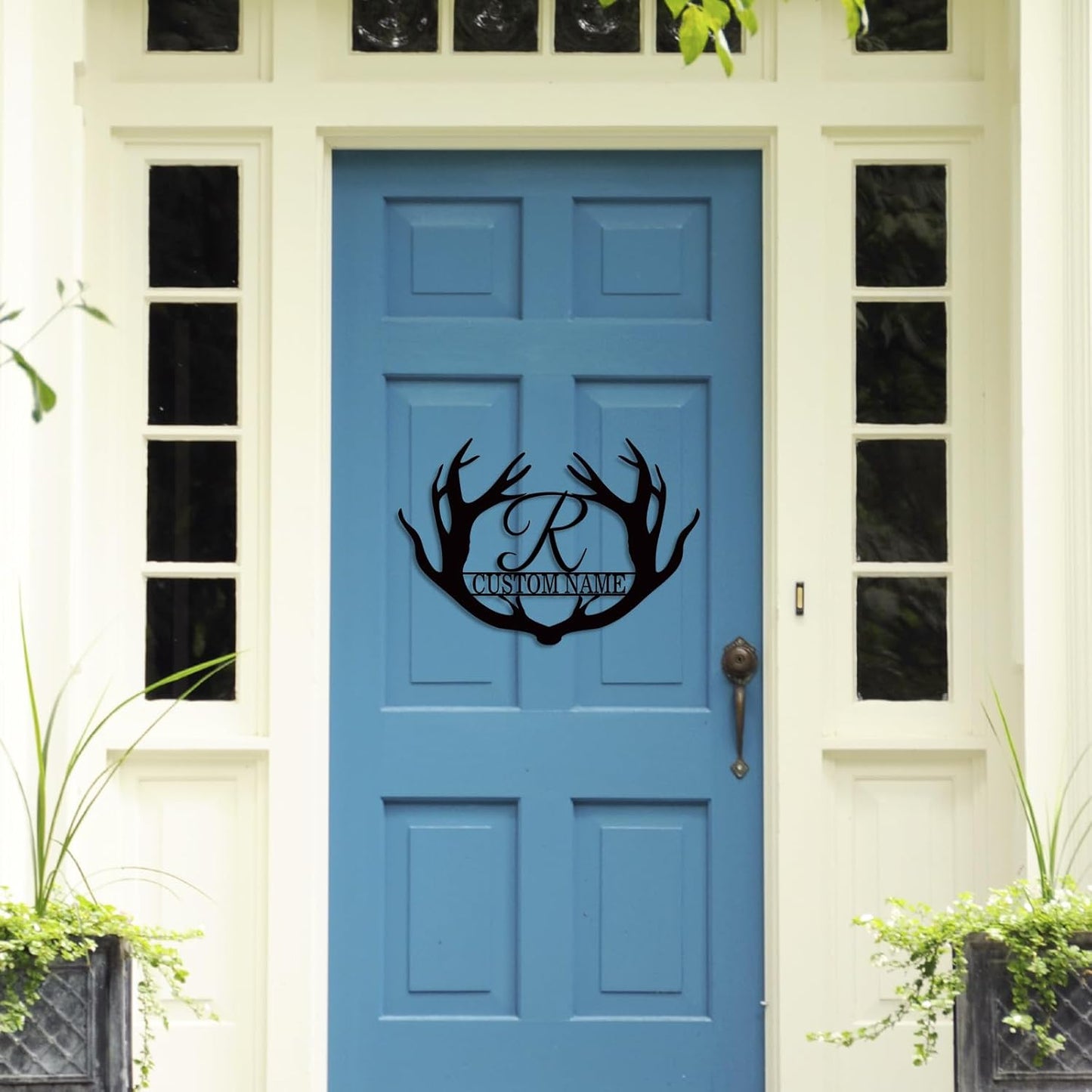 Personalized Metal Name Sign, Deer Antlers Monogram, Family Last Name Wall Art, Rustic Home Decor & Wedding Gifts