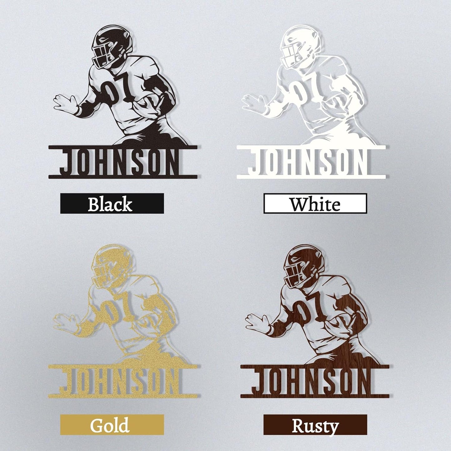 Custom Football Sprint Metal Wall Sign, Personalized Name & Jersey Number Decor for Boys Room, Athlete Gift
