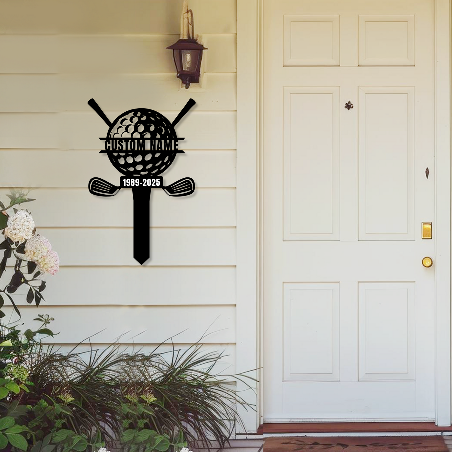 Custom Golf Yard Sign with Ball Transport Design, Outdoor Metal Golf Name Sign for Garden or Lawn Decor