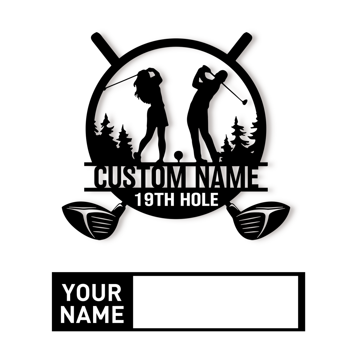 Custom Golf Ball Motion Metal Sign, Personalized Name Yard Sign with Optional Ground Stake or Wall Hook